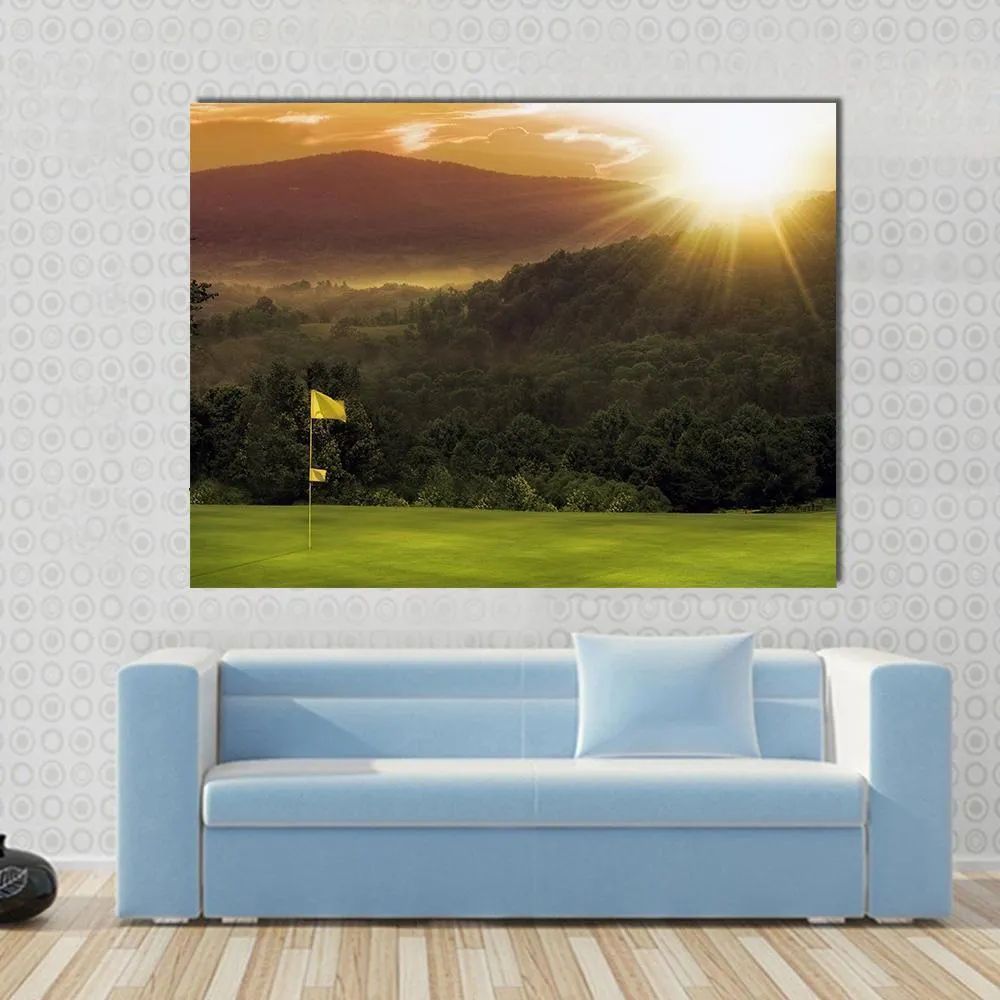 Golf Course Sunset Canvas Wall Art