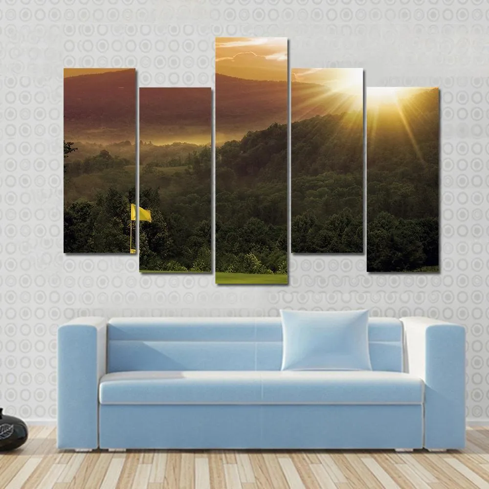 Golf Course Sunset Canvas Wall Art