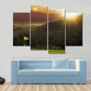 Golf Course Sunset Canvas Wall Art