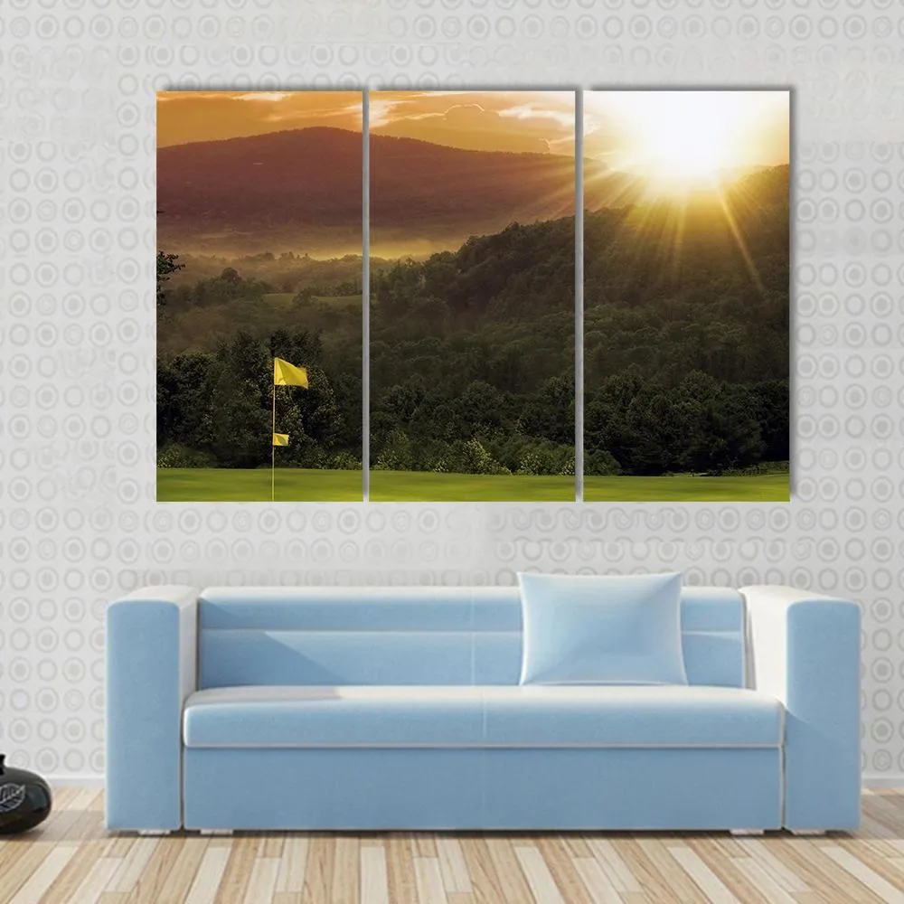 Golf Course Sunset Canvas Wall Art