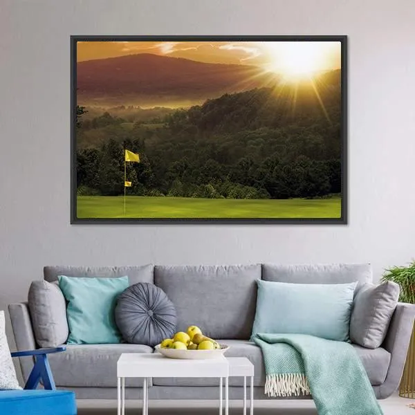 Golf Course Sunset Canvas Wall Art