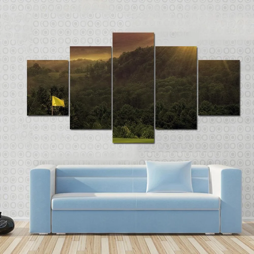 Golf Course Sunset Canvas Wall Art