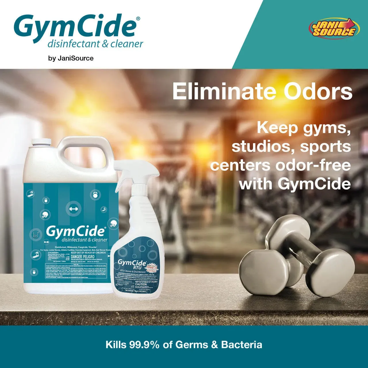 GymCide Concentrate Sports Disinfectant & Cleaner, Gallon