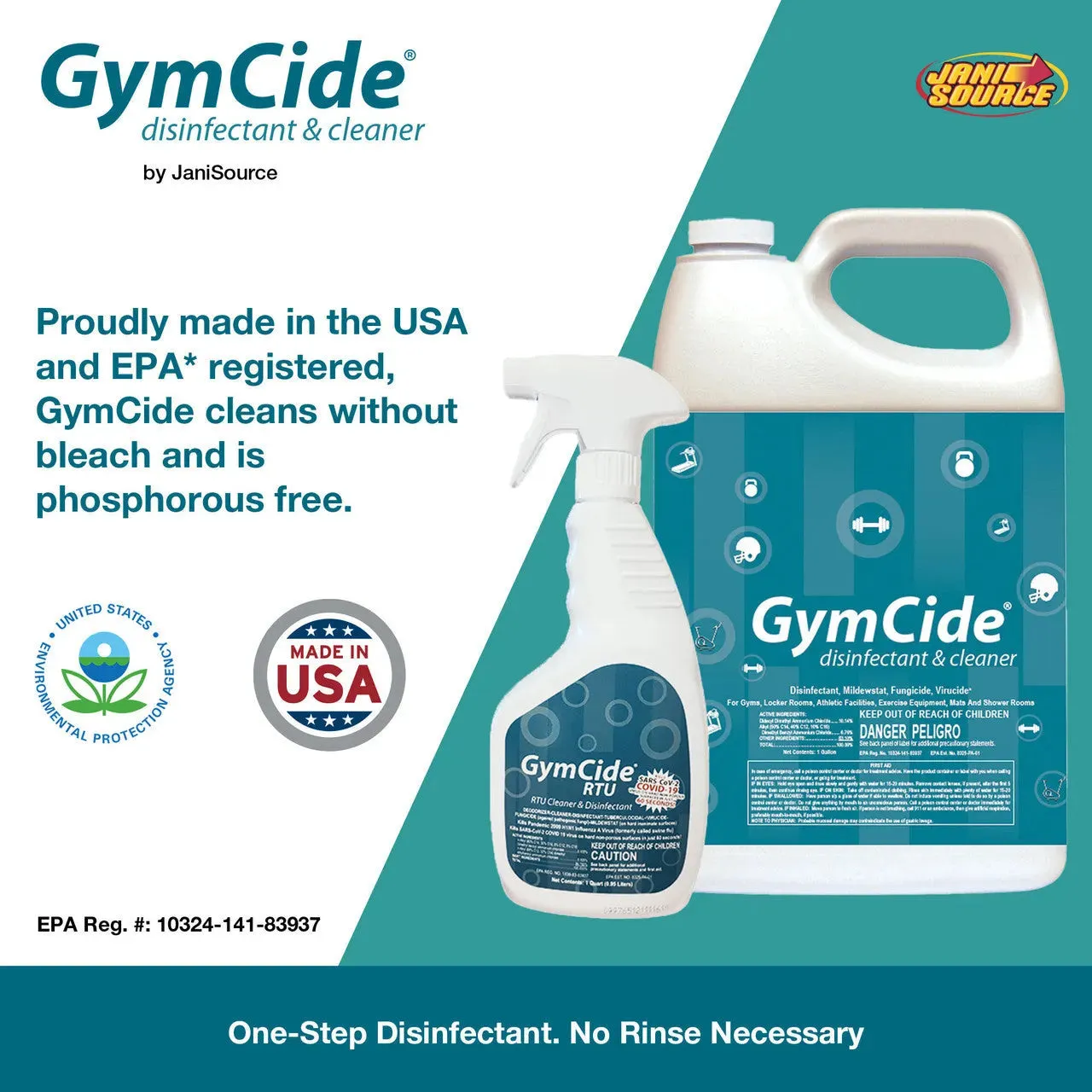 GymCide Concentrate Sports Disinfectant & Cleaner, Gallon