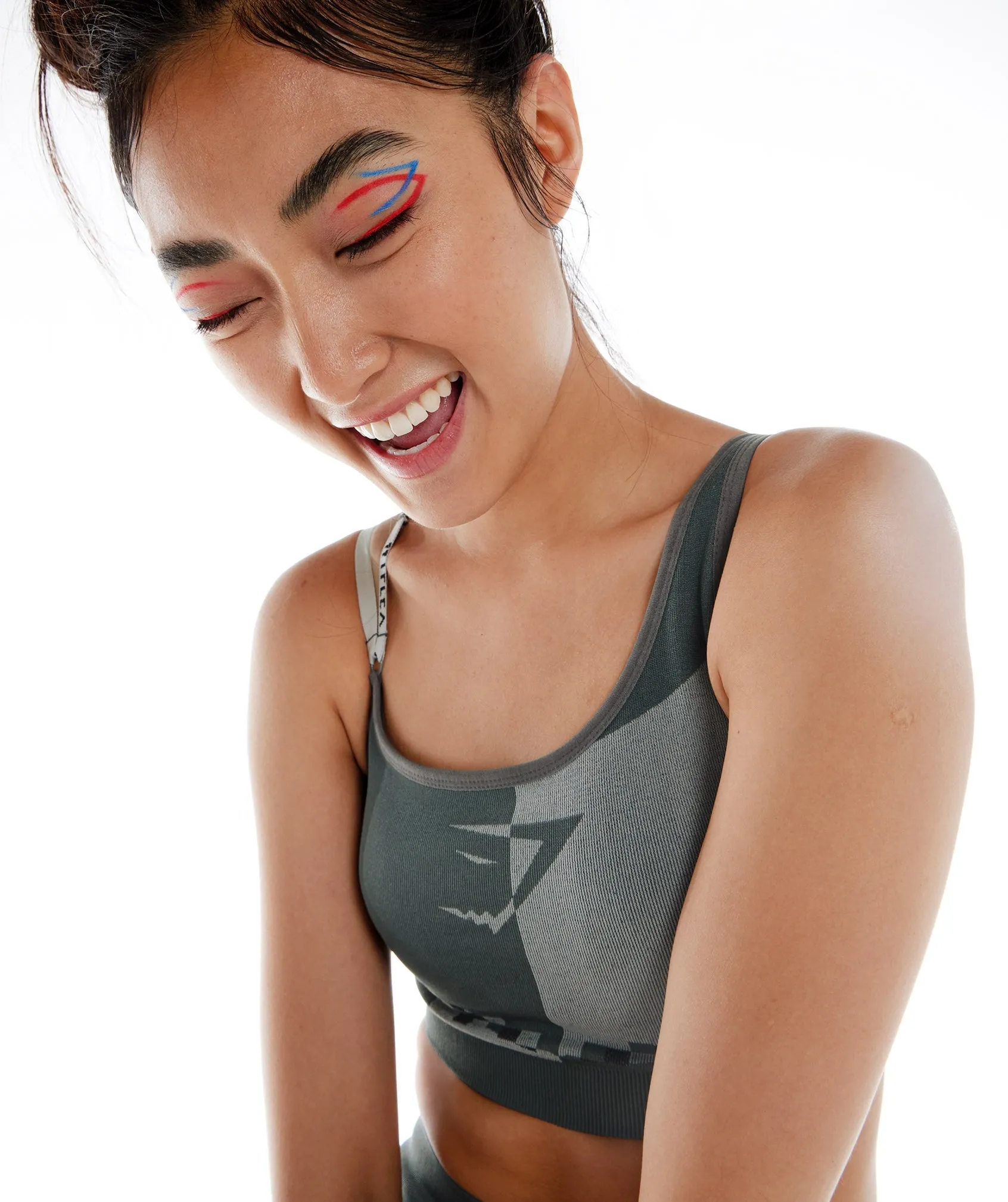 Gymshark Wtflex Cyborg Seamless Sports Bra - Charcoal Grey/Black/Light Grey