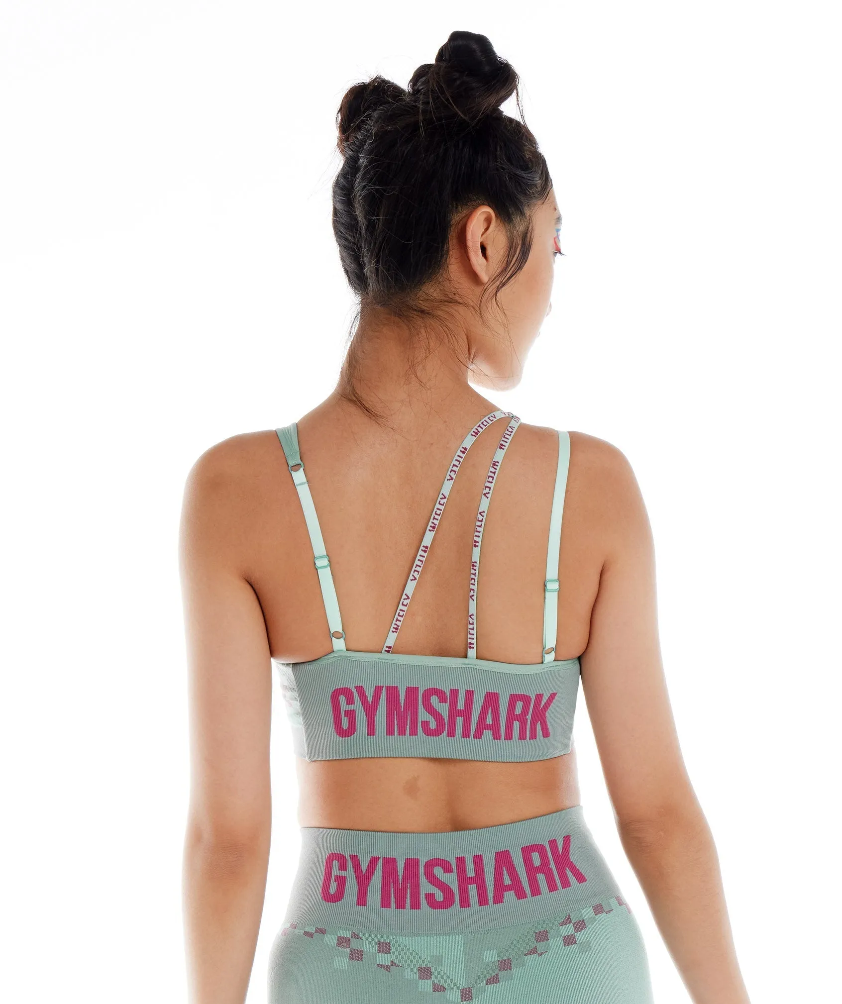 Gymshark Wtflex Cyborg Seamless Sports Bra - Maya Blue/Hibiscus Pink/Turbo Blue