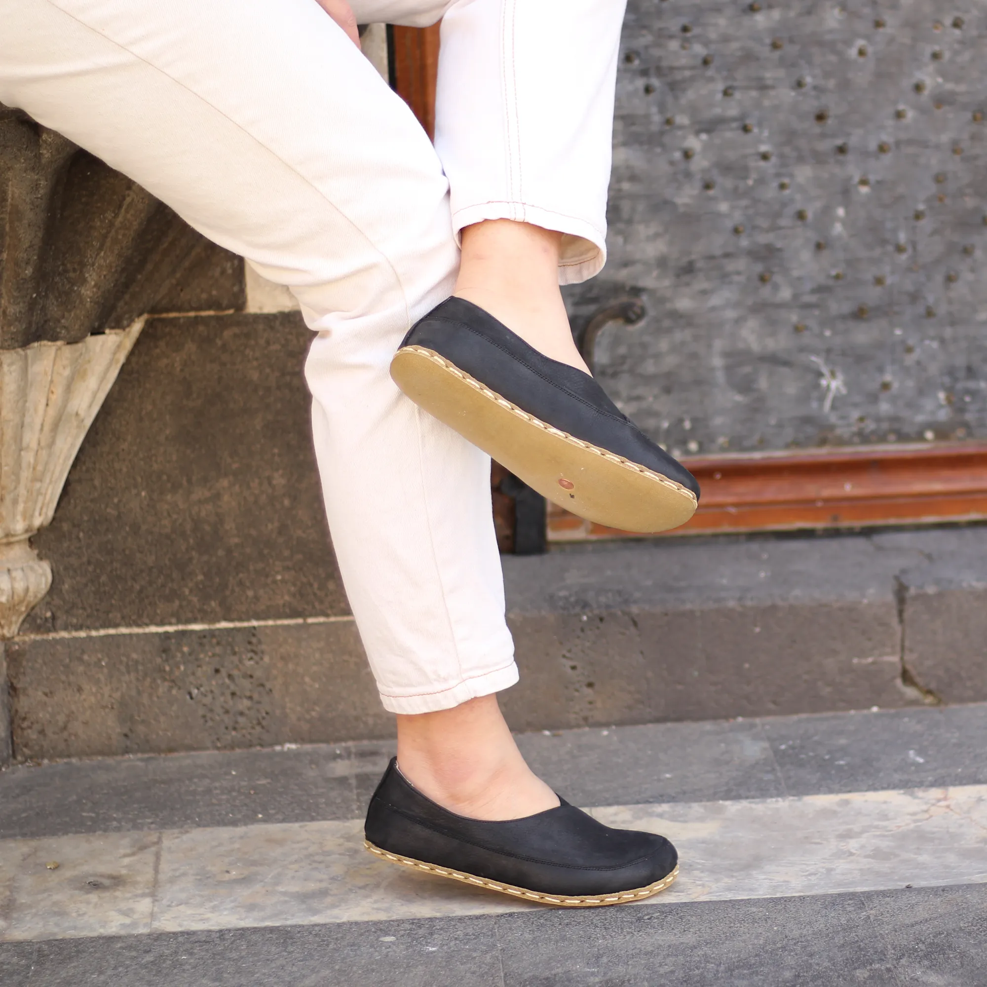 Handmade Barefoot Loafers for Women Black