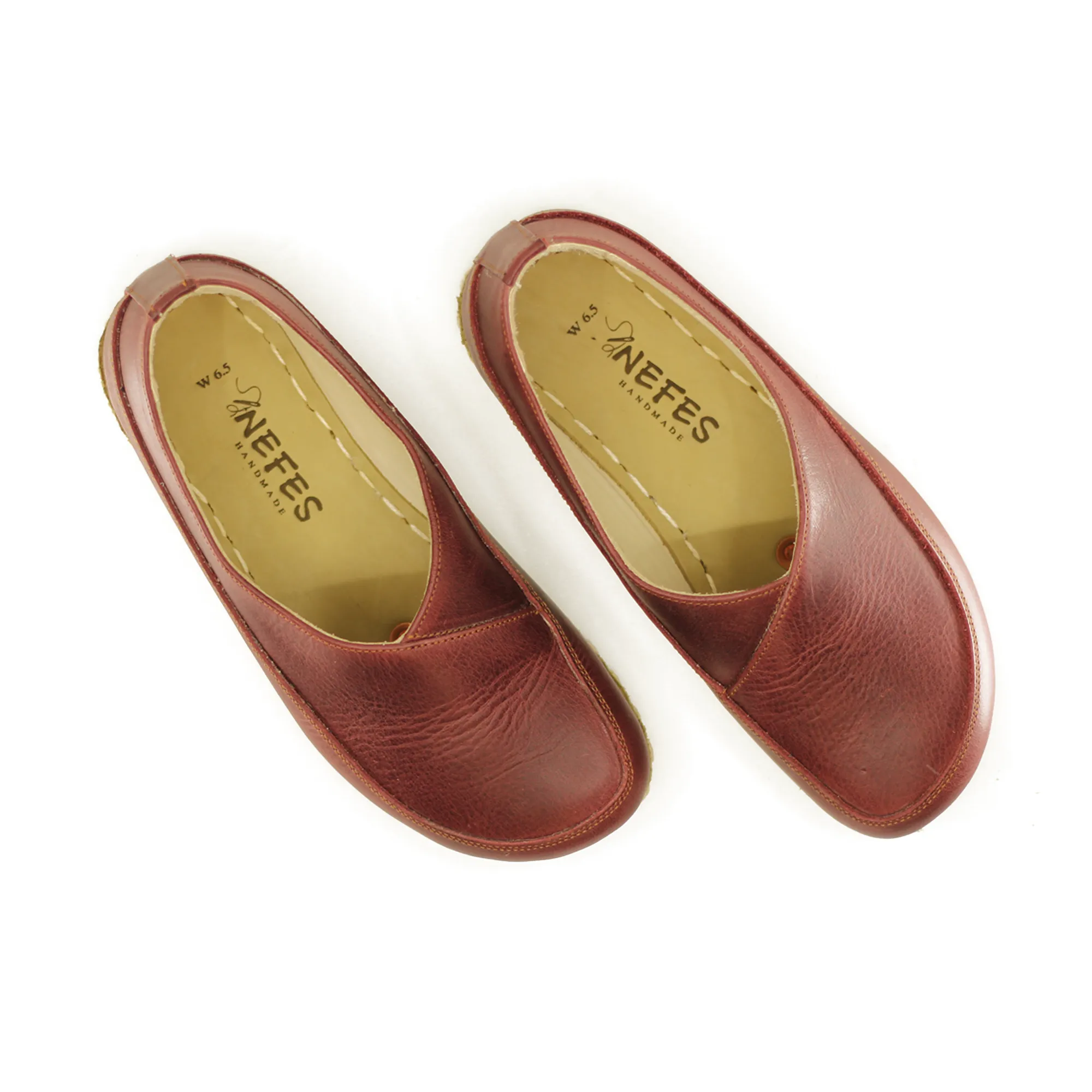 Handmade Barefoot Loafers for Women Burgundy