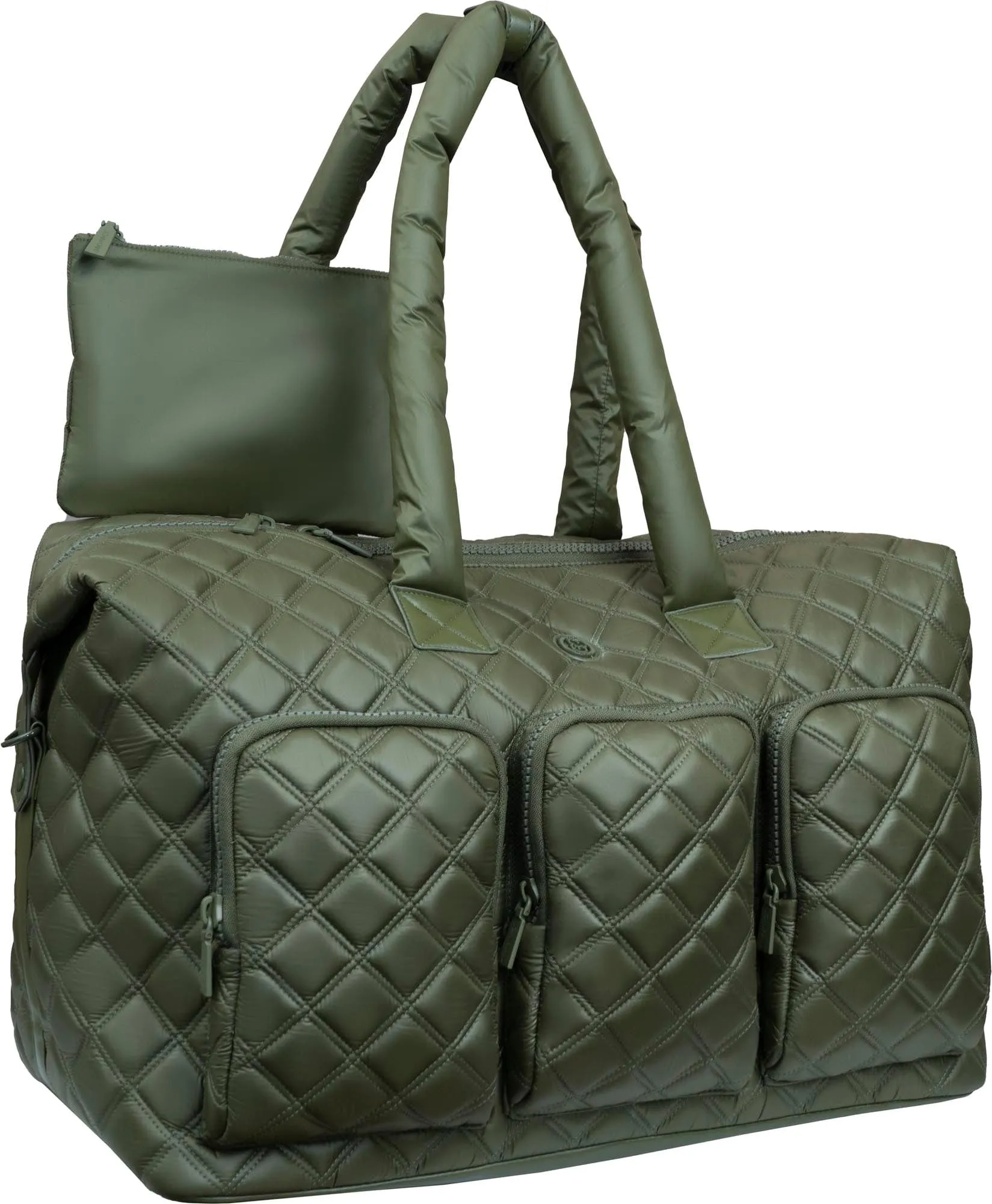 Joan & David 22 Inch Diamond Quilted Parachute Nylon 3 Pocket Duffel Bag