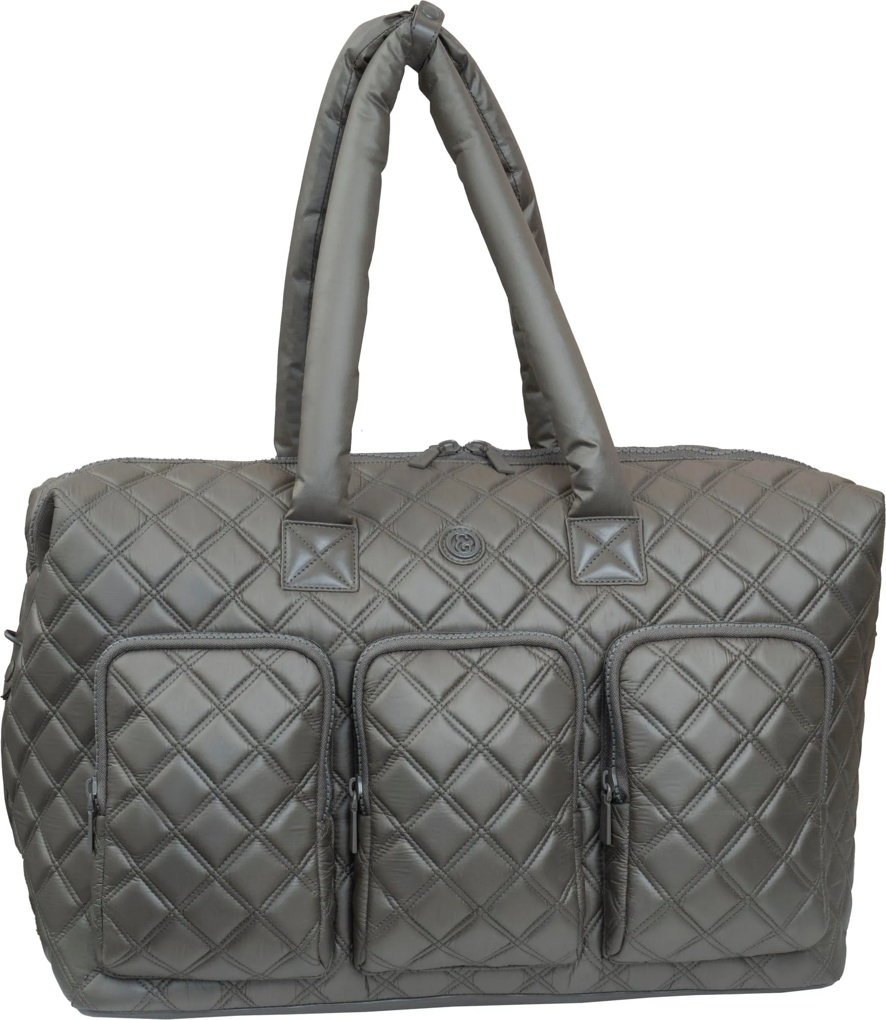 Joan & David 22 Inch Diamond Quilted Parachute Nylon 3 Pocket Duffel Bag