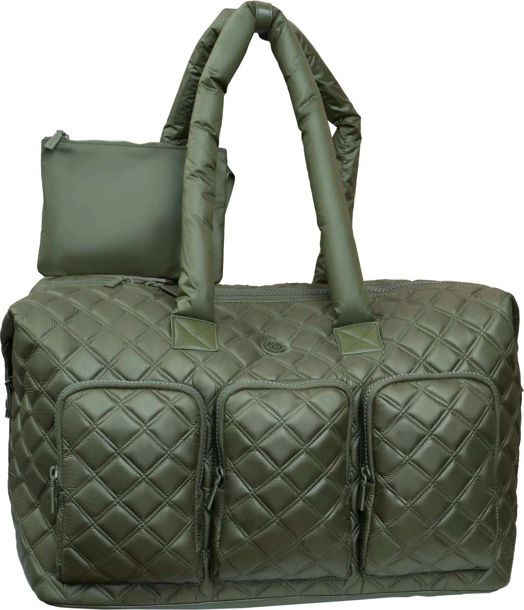 Joan & David 22 Inch Diamond Quilted Parachute Nylon 3 Pocket Duffel Bag