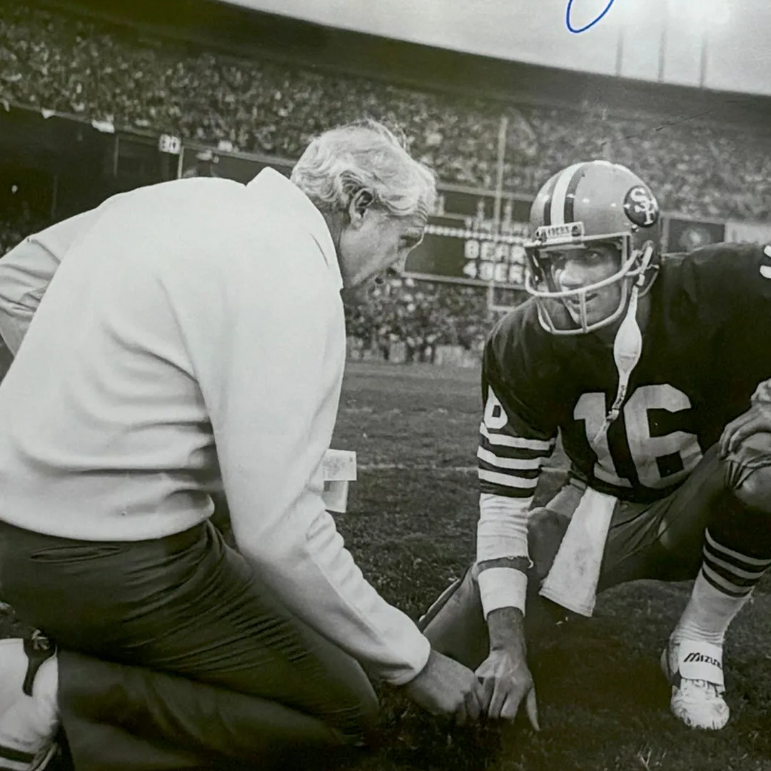 Joe Montana B&W Hand Signed & Framed San Francisco 49ers 16x20 Football Photo