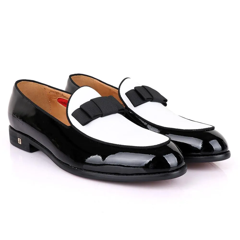 John Foster Glossy With White Upper Leather Bow Design