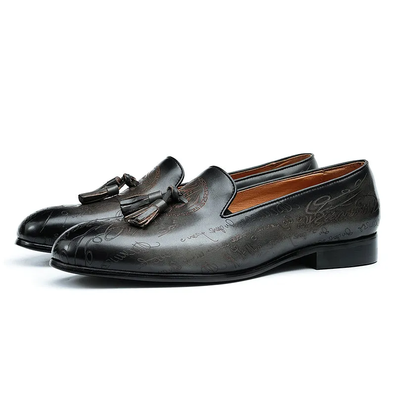 Lavish Leather Slip On Brogue Dress Shoes