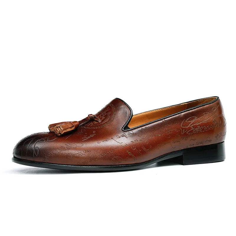 Lavish Leather Slip On Brogue Dress Shoes