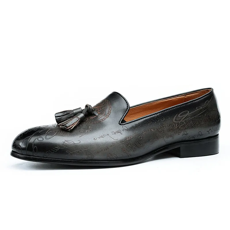 Lavish Leather Slip On Brogue Dress Shoes