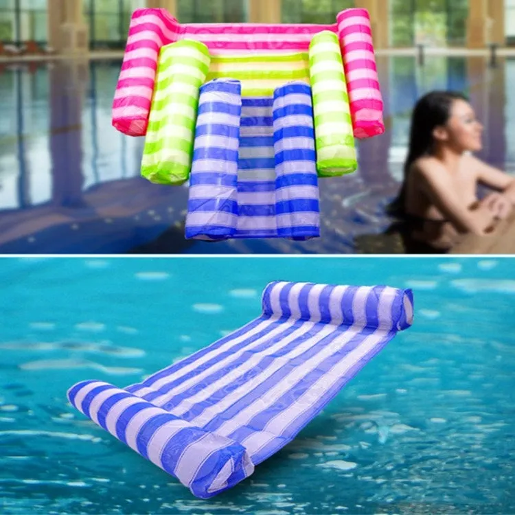 Leisure Water Floating Bed Hammock Inflatable Floating Row Entertainment Lounge Chair(Pink And White Stripes)