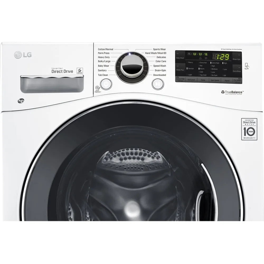 LG - 2.2 Cu. Ft. 14-Cycle Front-Loading Washer - White