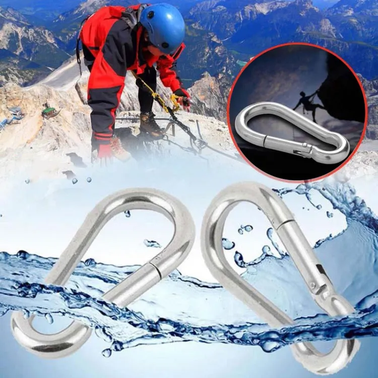 M6 Stainless Steel Carabiner Spring Hook Multi-tool Mountaineering Buckle Lock Camping Hook Rope, Inner Diameter: 5.8mm