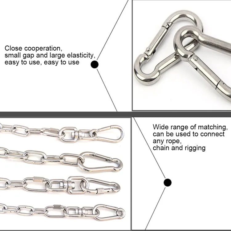 M6 Stainless Steel Carabiner Spring Hook Multi-tool Mountaineering Buckle Lock Camping Hook Rope, Inner Diameter: 5.8mm