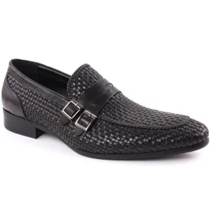 Men “MINIK” Moc Toe Buckle Embossed Woven Textured Formal Shoes