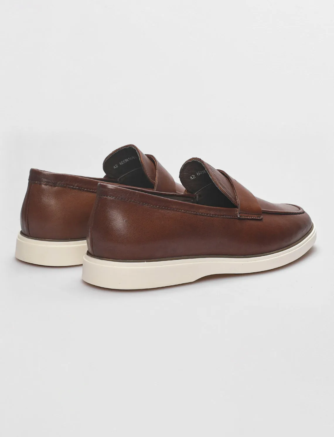 Men Tan Genuine Leather Slip On Casual Shoes