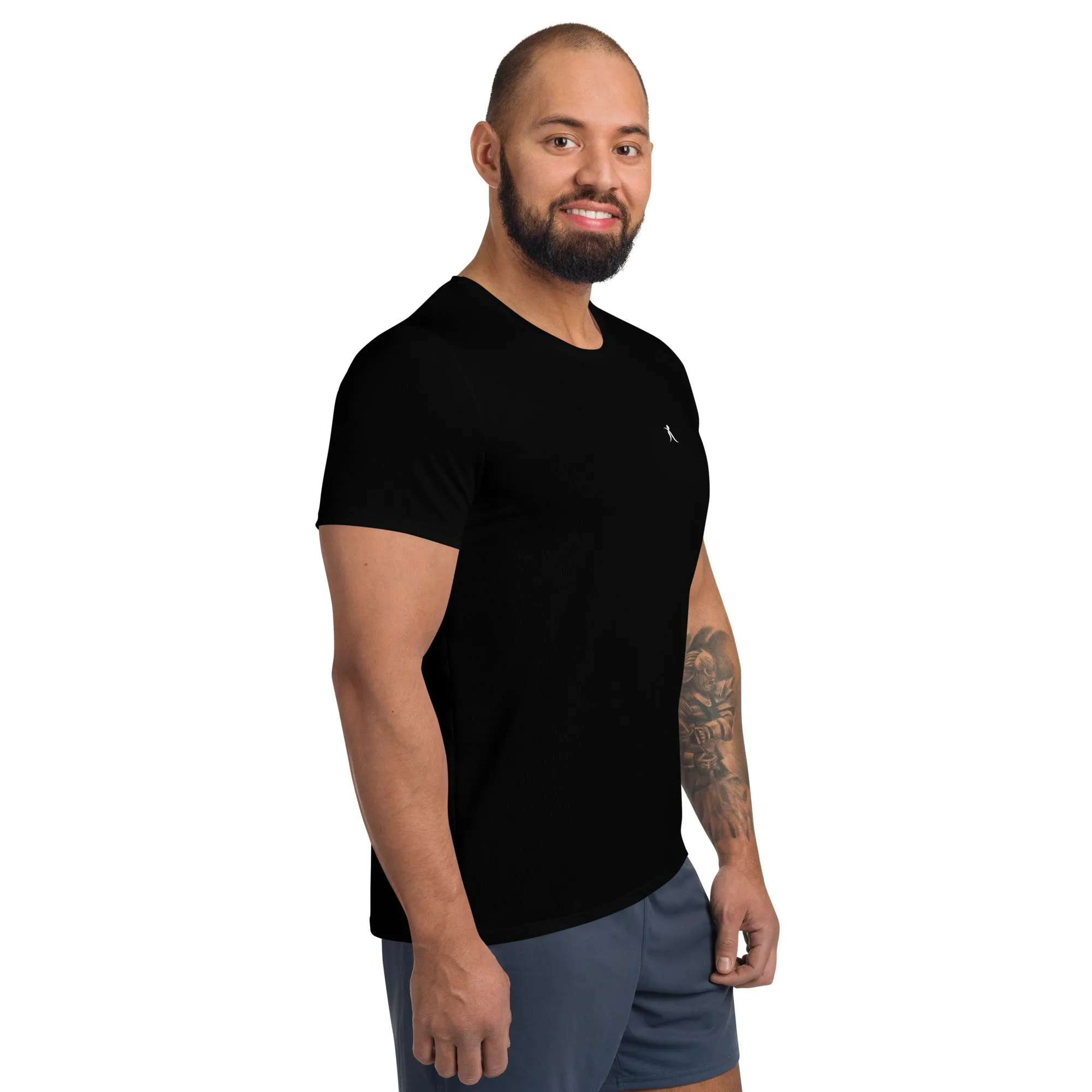 Men's Black Solid Athletic T-shirt