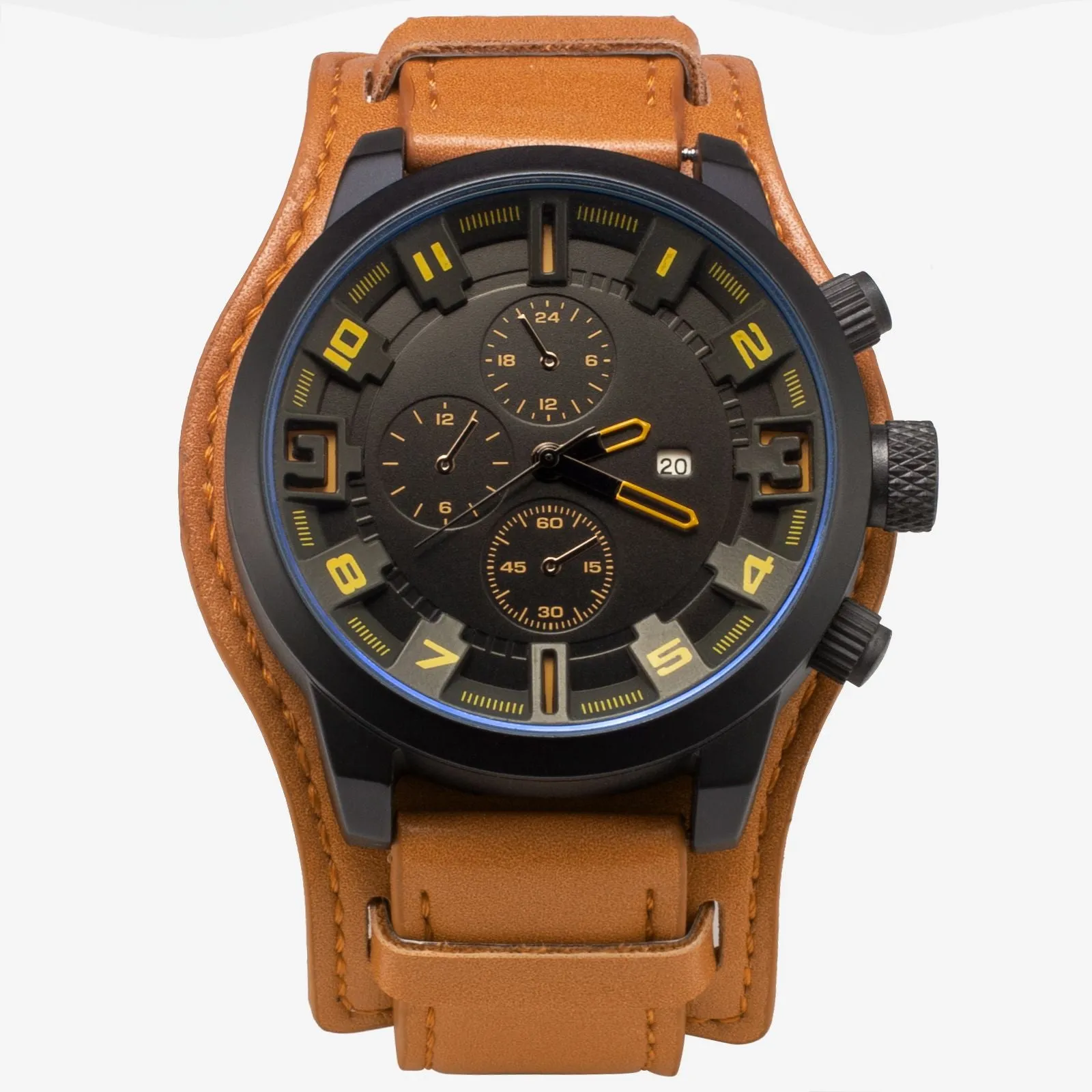 Men's Outdoor Sports Fashion Watch 3atm Waterproof Multifunctional Three-Eye Calendar Window