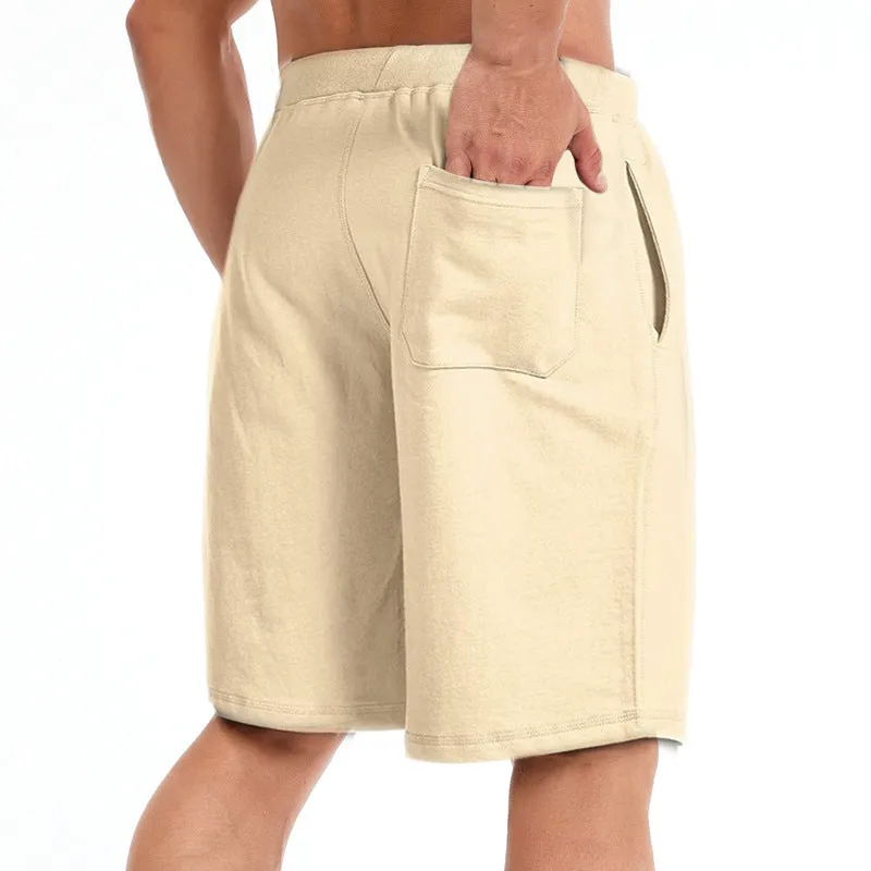 Mens Solid Color Loose Casual Pants with Drawstring Pockets