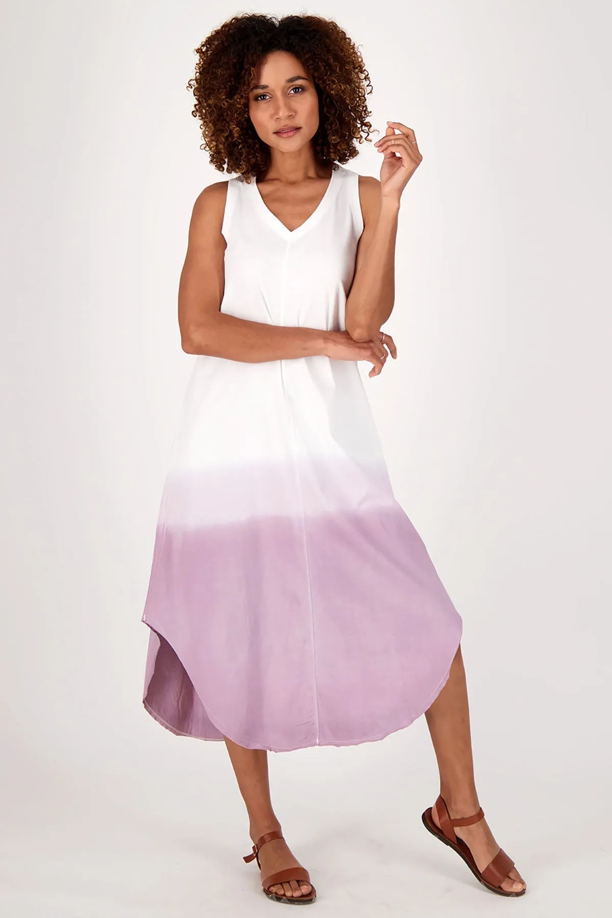 Midi Dress | Dip Dye Lilac Summer Dress