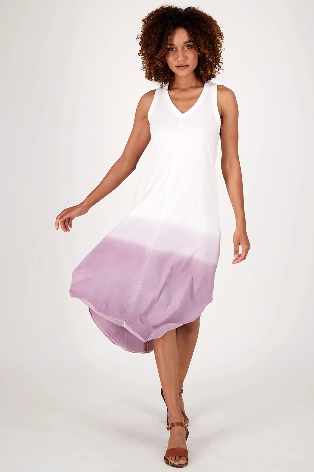 Midi Dress | Dip Dye Lilac Summer Dress