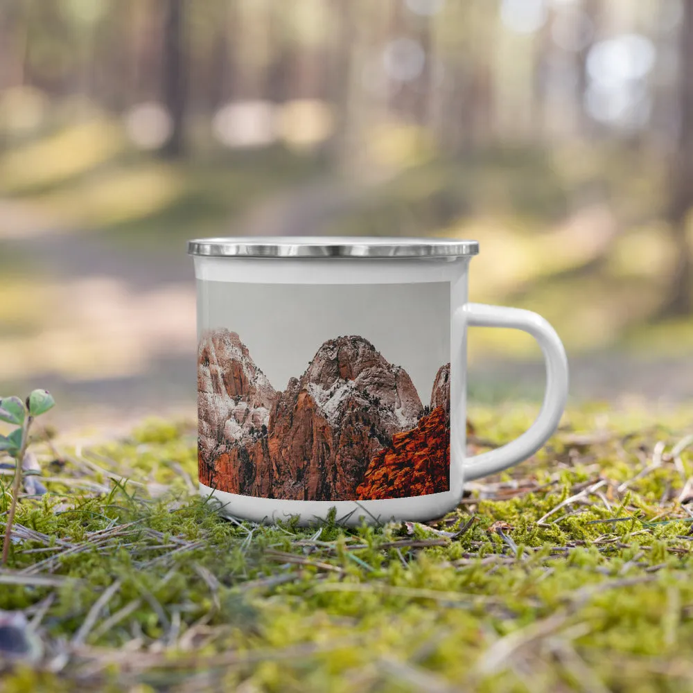 Misty Red Mountains Enamel Mug