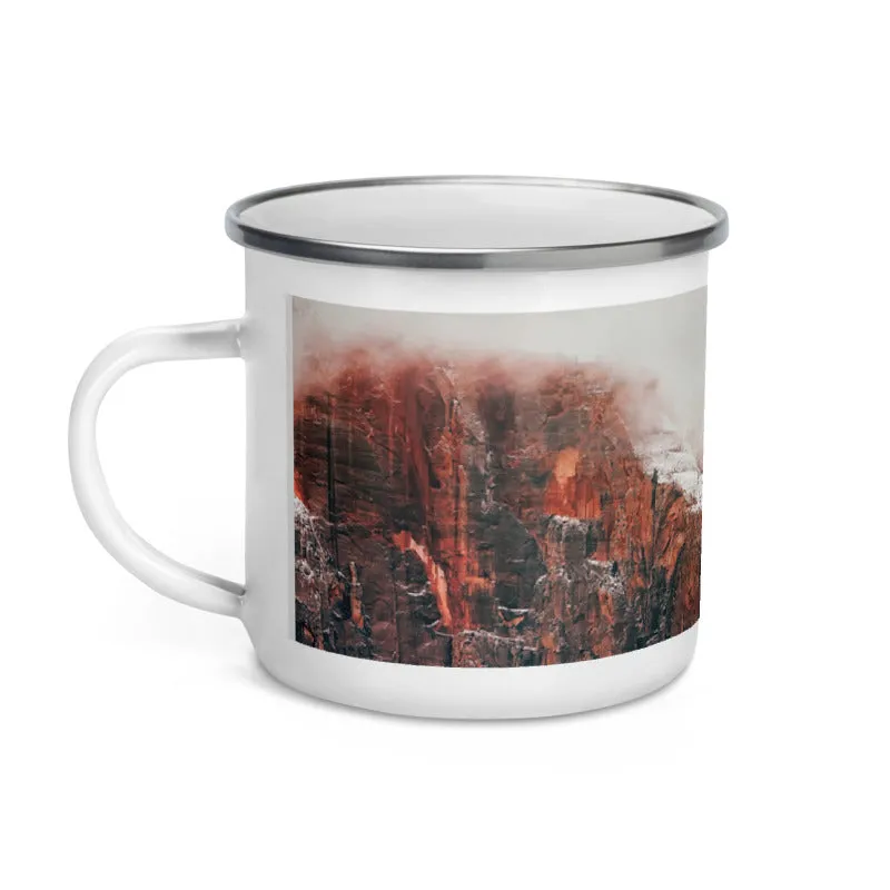 Misty Red Mountains Enamel Mug