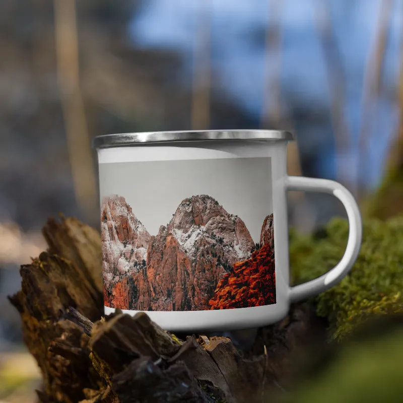 Misty Red Mountains Enamel Mug