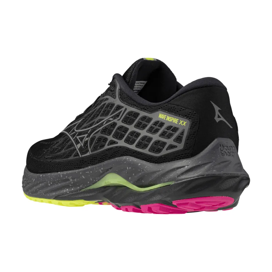 Mizuno Wave Inspire 20 Women's Running Shoes in Black/Silver/Sunny Lime AW24