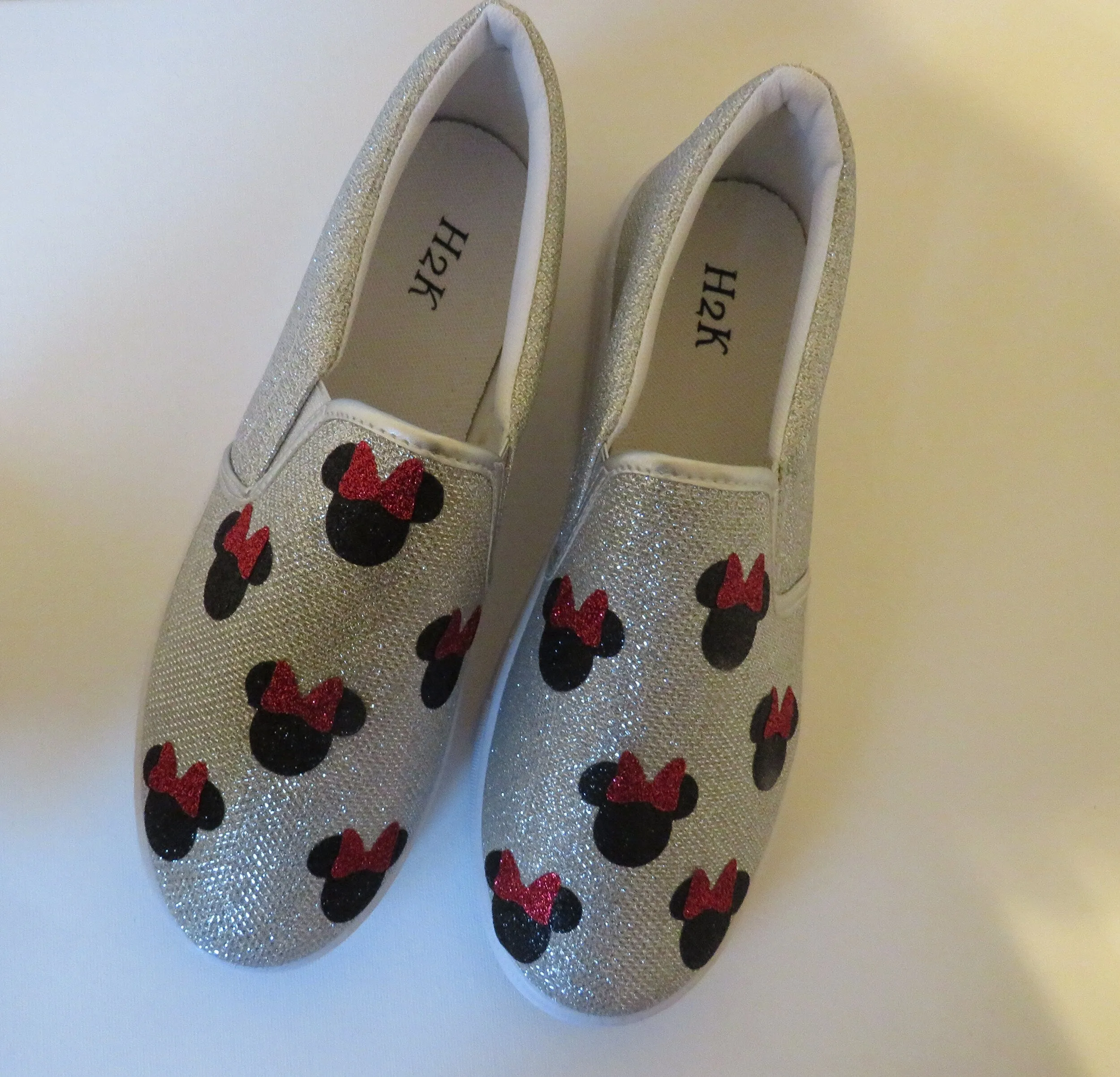 Mouse Glitter Bow Shoes Personalized Women shoes / Silver Shoe