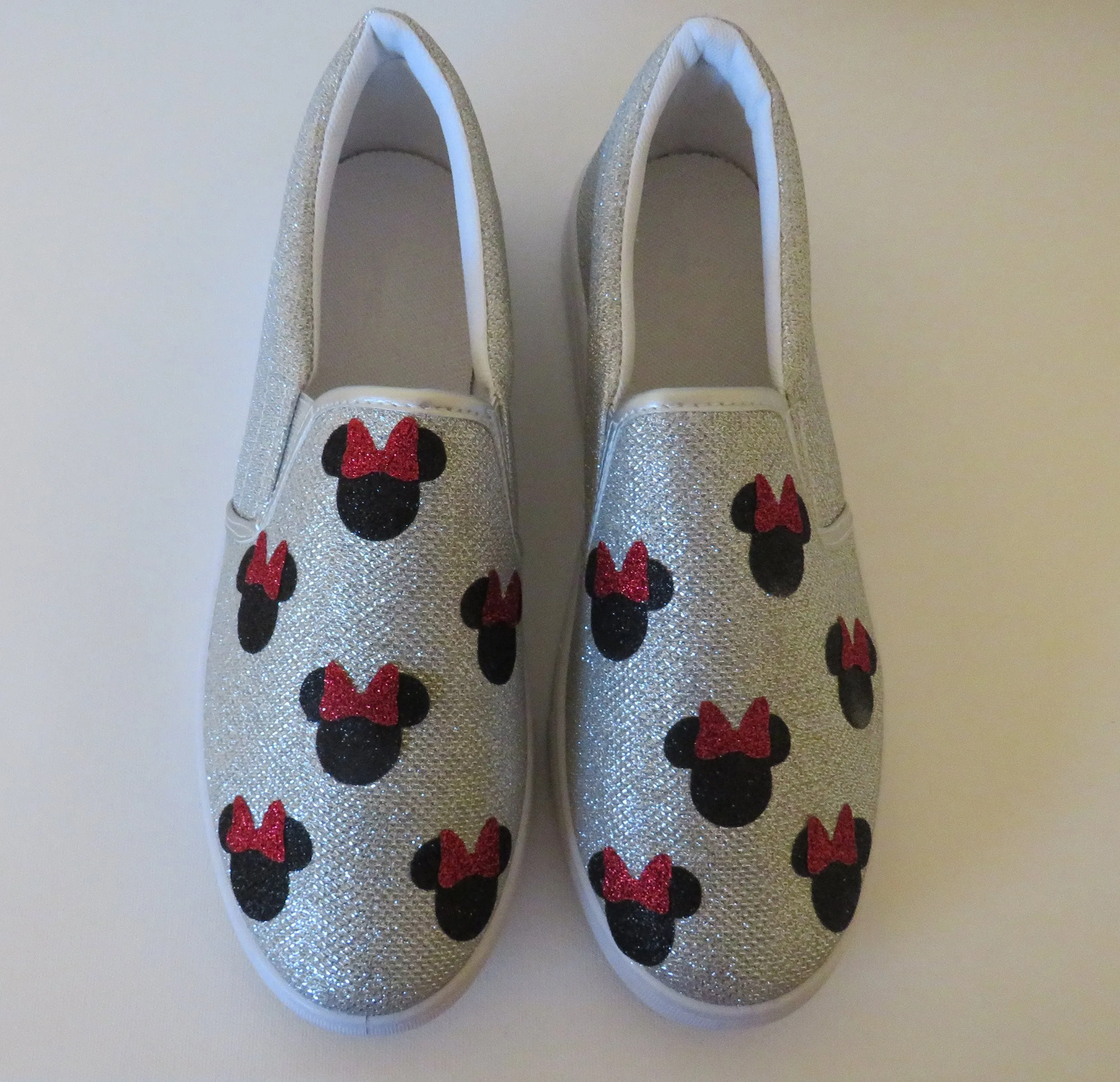 Mouse Glitter Bow Shoes Personalized Women shoes / Silver Shoe