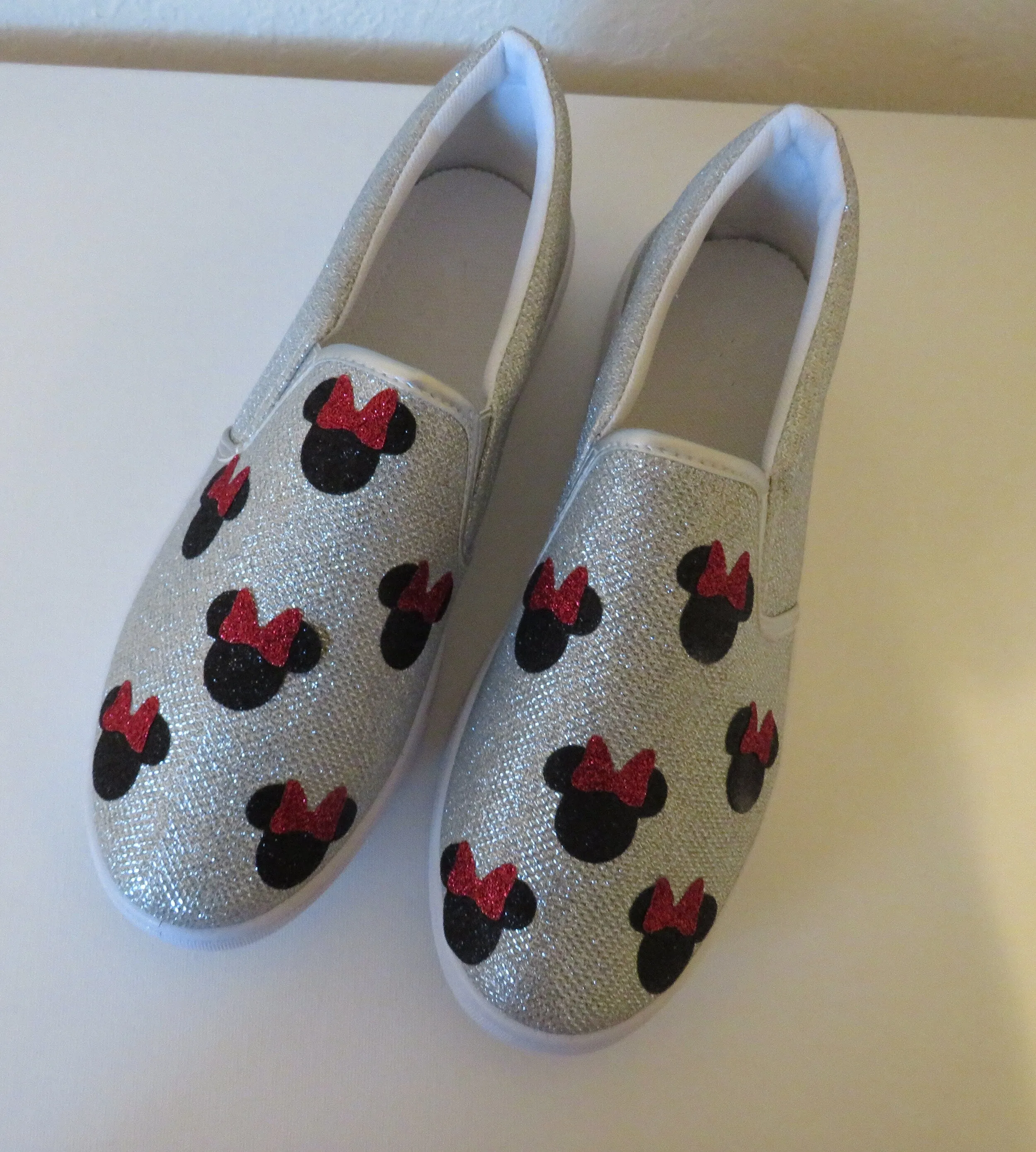 Mouse Glitter Bow Shoes Personalized Women shoes / Silver Shoe