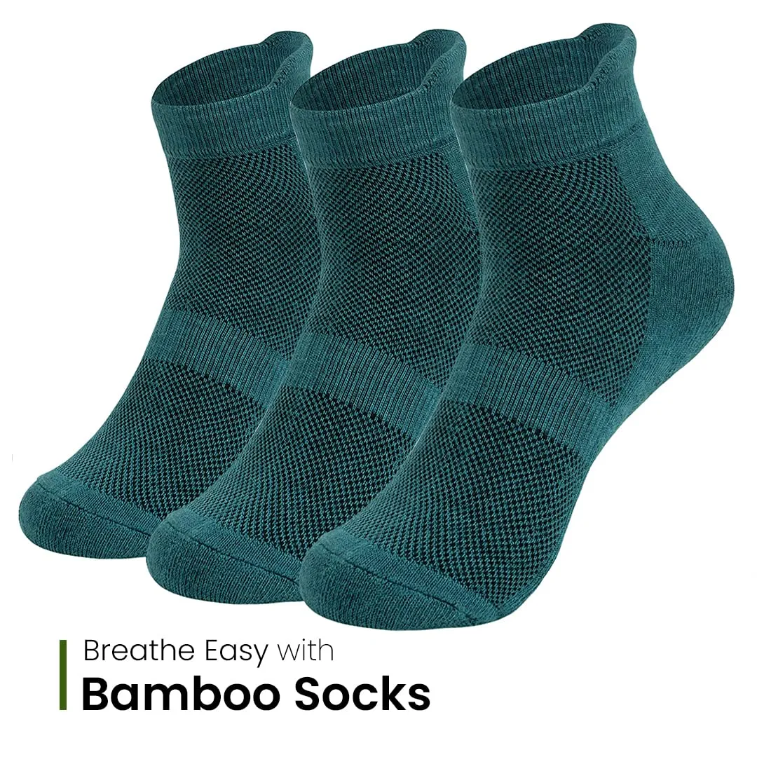 Mush Men's Ankle Length Rayon Socks (Pack Of 3) (AnkSocks123_Charcoal Green)