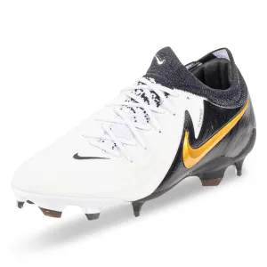 Nike Phantom GX II Pro Firm Ground Soccer Cleats (White/Black/Metallic Gold Coin)