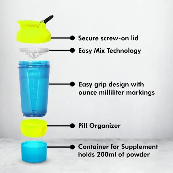 Nivia Dominator 2.0 Sports 650 ml Shaker, Plastic, Blue