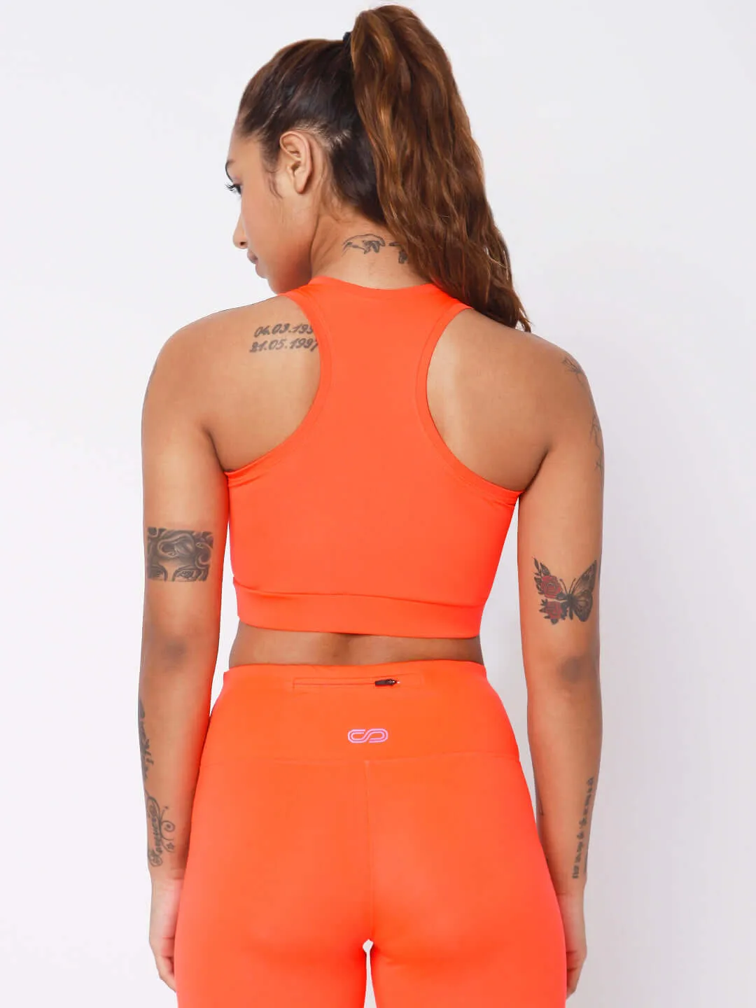 Padded T Back Sports Top Fiery Coral