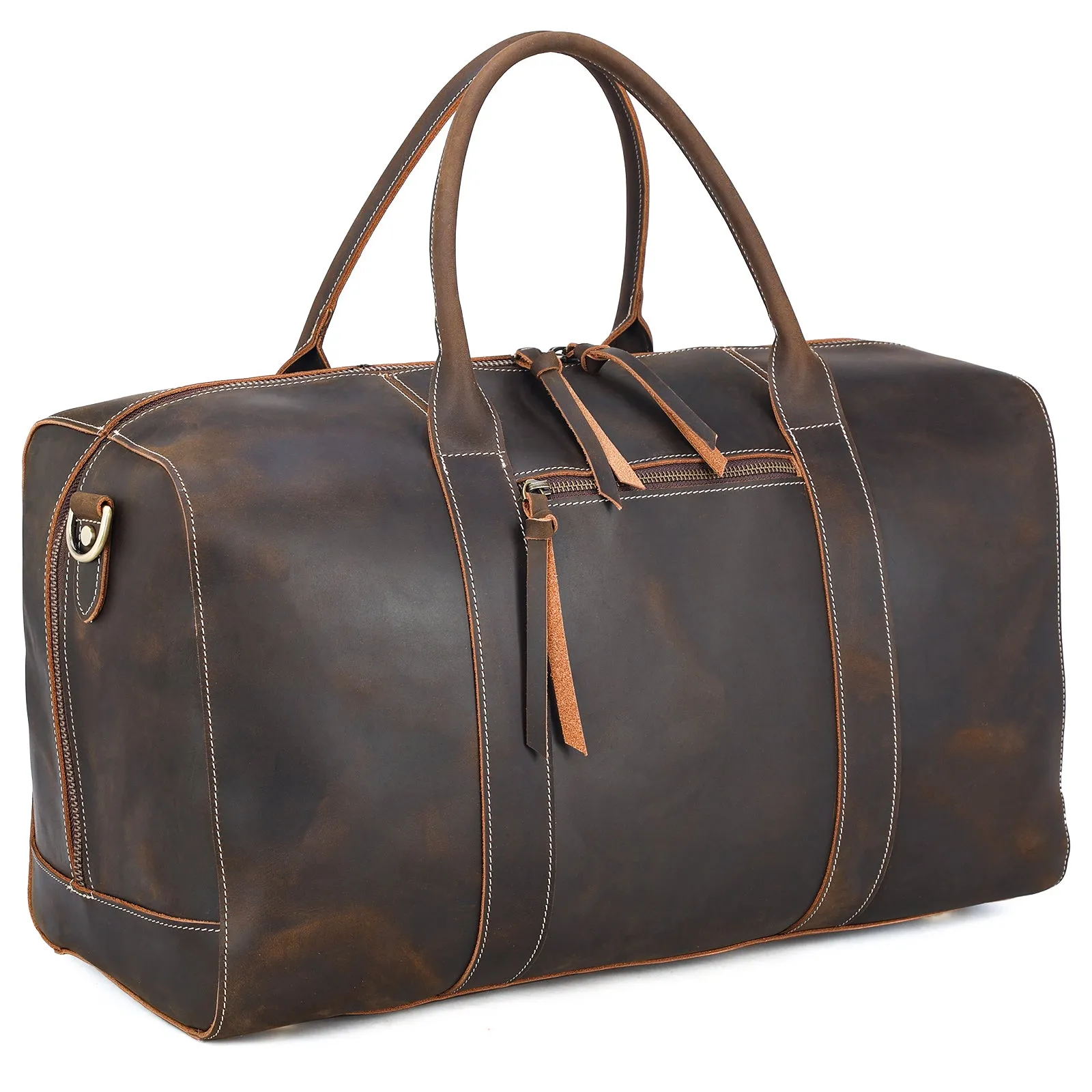 Polare Leather Duffle Weekend Travel Bag For Men With Full Grain Cowhide Leather 20'' Duffel Bag