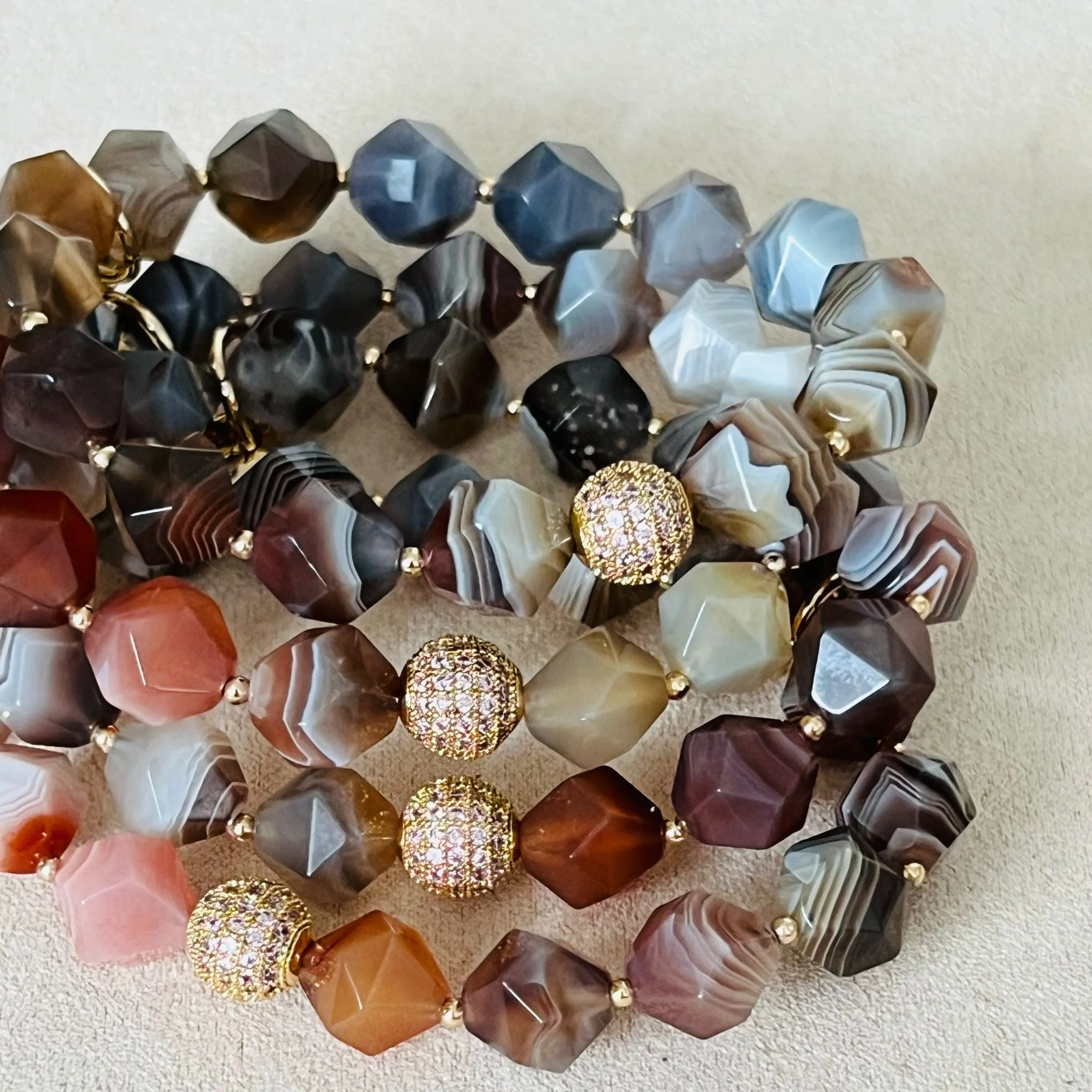 Rainbow Botswana Agate Delicate Bracelet