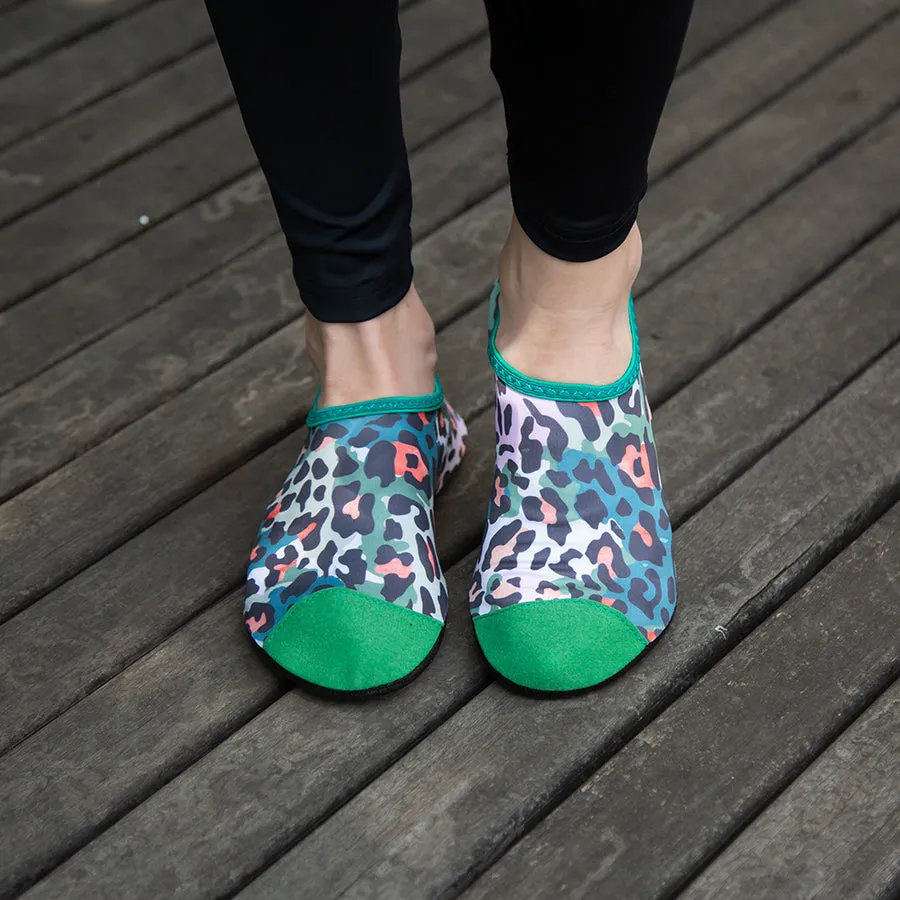 Rebounding Shoes | Green Leopard Soles