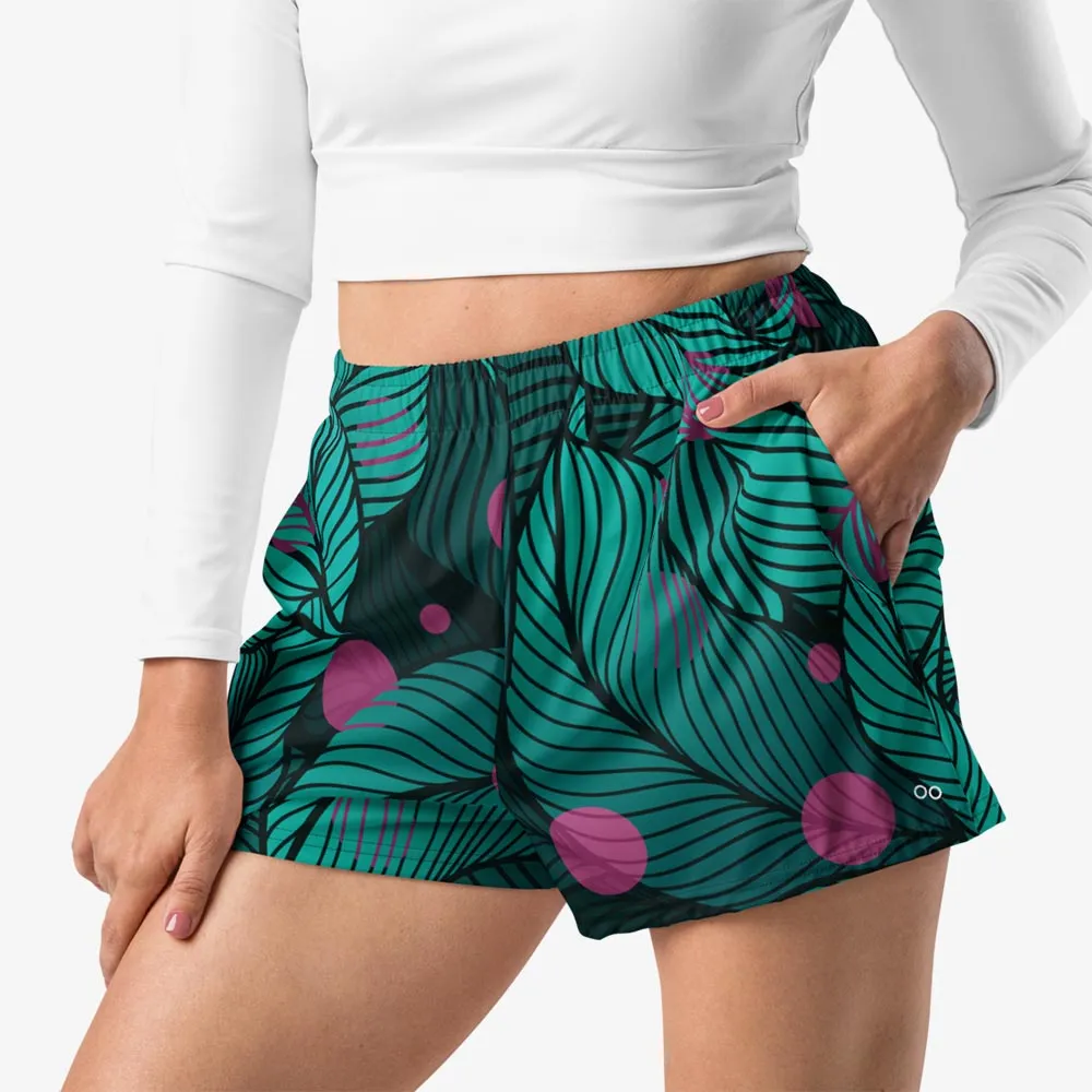 Recycled Breathy Shorts "Fireflies" Green/Pink