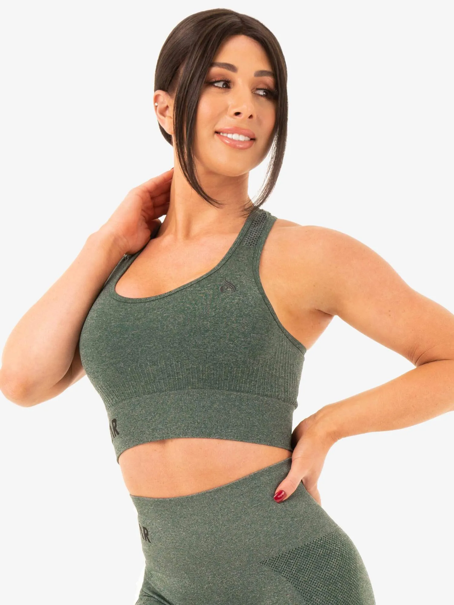 Seamless Staples Sports Bra - Forest Green Marl