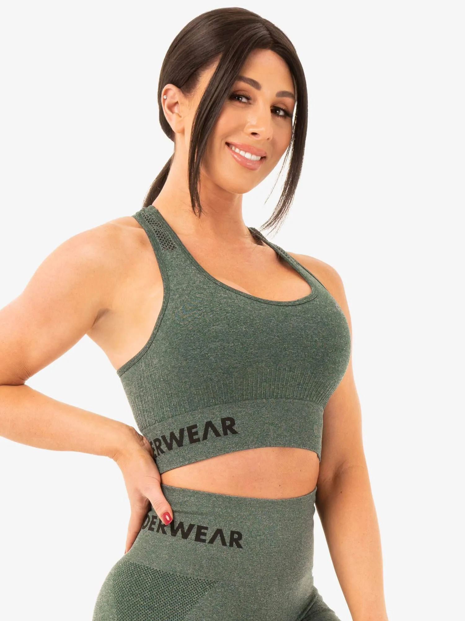 Seamless Staples Sports Bra - Forest Green Marl