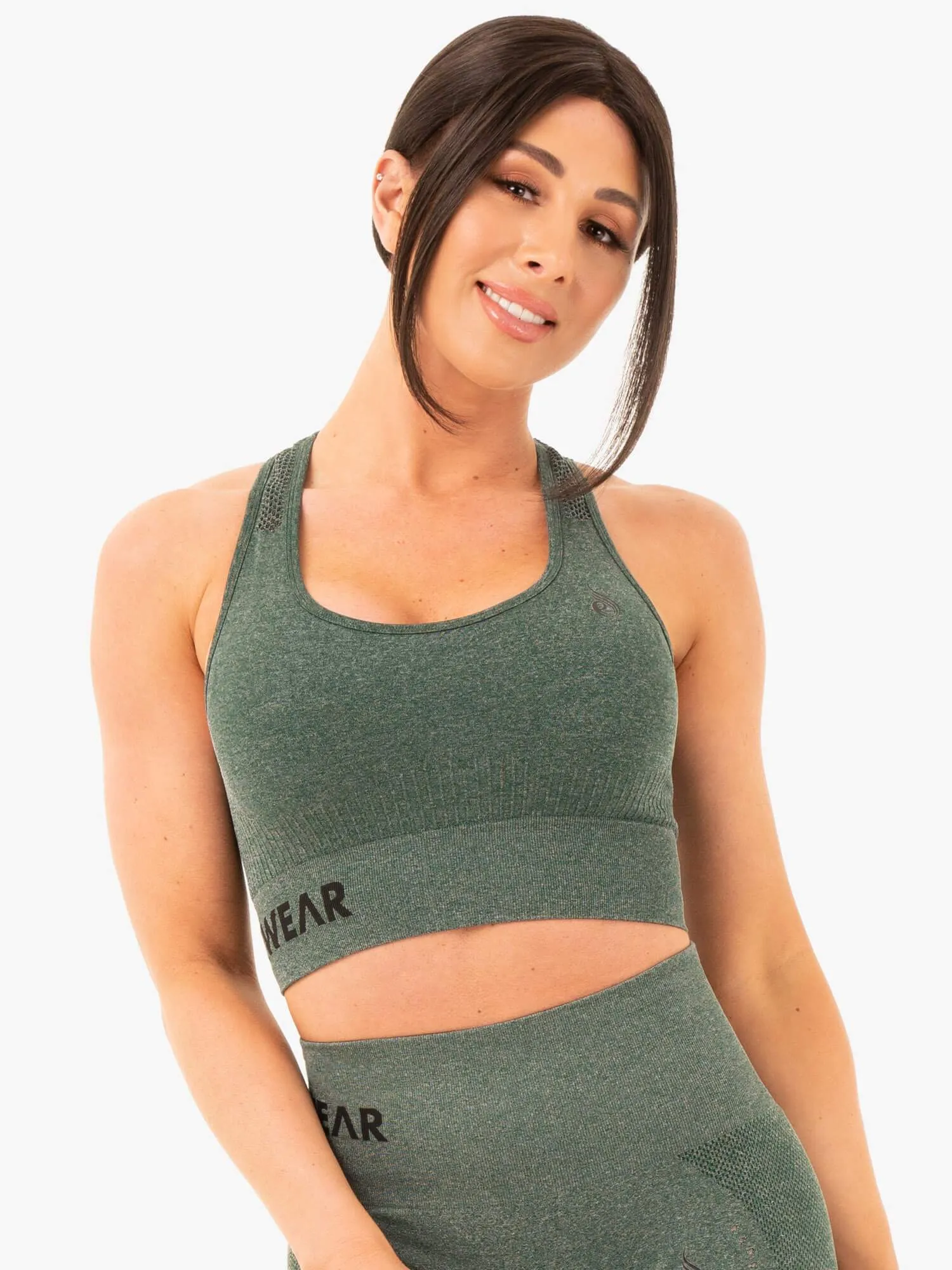 Seamless Staples Sports Bra - Forest Green Marl