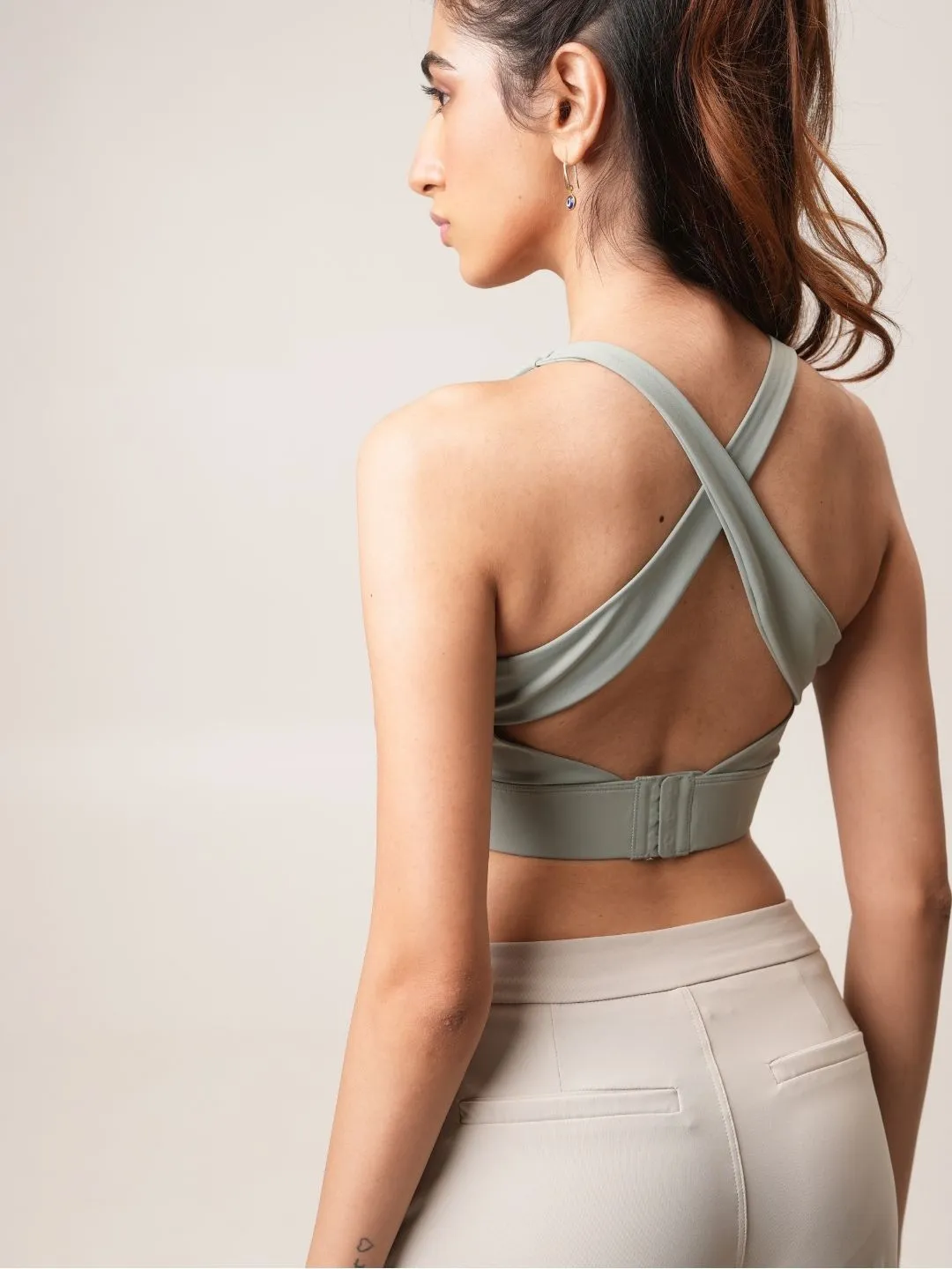 Serenity Cross Back Sports Bra - Sage Green